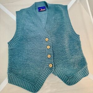 Button Up Sweater Vest Blue Size M